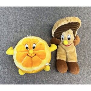 Goffa Garden Patch Friends Lot of 2 Cappy The Mushroom and Orange Slice Plush